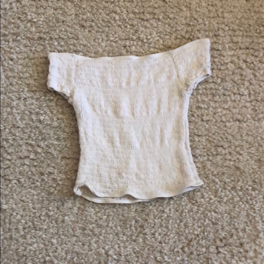 Brandy Melville cinched white off the shoulder top